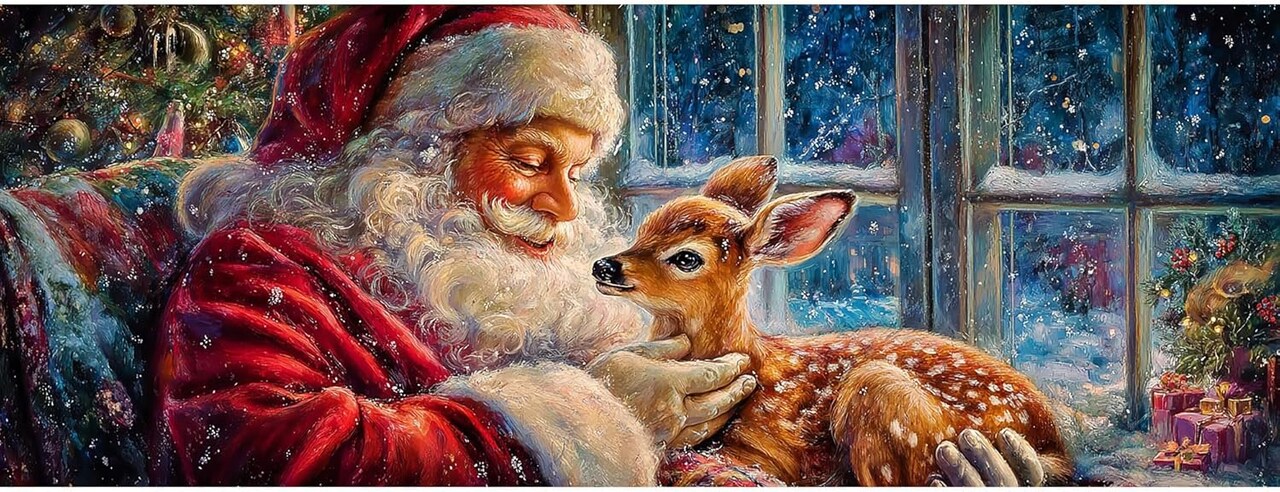 Large Diamond Art Kits for Adults Christmas, 30x80cm/12x31.5inch Full Drill Round Rhinestone Big Diamond Painting Kit Santa Claus, DIY Cross Stitch Embroidery Canvas for Crafts Home Wall Decor